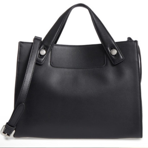 Treasure & Bond Black Accordion Leather Work Satchel